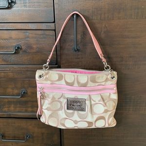 Coach pink Poppy purse with removable crossbody strap. Classic coach!